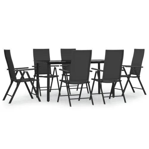 Vrtna garnitura - 7-dijelni vrtni blagovaonski set od poliratana crni - Dužina stola 160 cm 6 Cijena