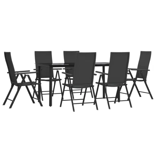 Vrtna garnitura - 7-dijelni vrtni blagovaonski set od poliratana crni - Dužina stola 160 cm 6 Cijena