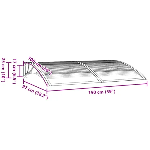 Nadstrešnica za vrata crna 150 x 100 cm polikarbonatna - Crna i smeđa 150 x 100 cm Cijena