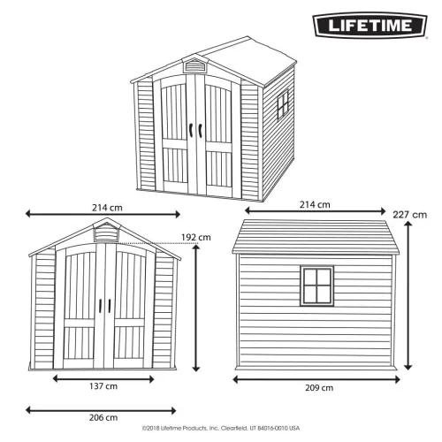 Lifetime - Plastična vrtna kućica Fox - Šupa - 4,53 m2 (215 x 214 x 228 cm) | BRANDED IN THE USA Cijena