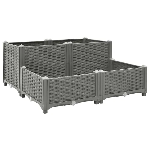 Povišena gredica 80x80x38 cm od polipropilena - Svjetlosiva 80 x 80 x (23-38) cm bez kotača Cijena