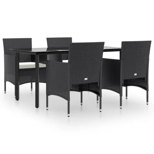 Vrtna garnitura - 5-dijelni vrtni blagovaonski set s jastucima crni - Crna Dužina stola 160 cm 4 Cijena