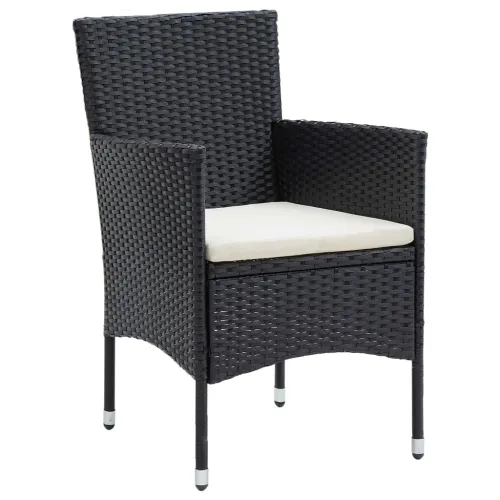 Vrtna garnitura - 5-dijelni vrtni blagovaonski set s jastucima crni - Crna Dužina stola 160 cm 4 Cijena