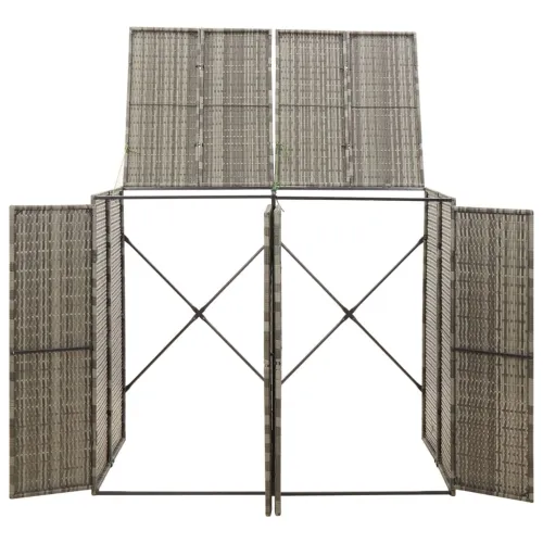 Spremište za 2 kante za smeće sivo 140 x 80 x 117 cm poliratan - Siva 2 Cijena