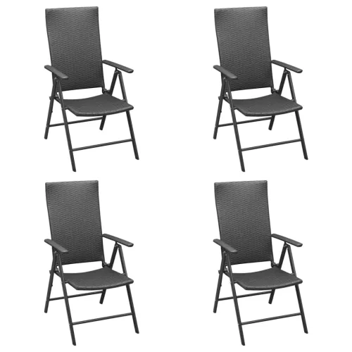 Vrtna garnitura - 5-dijelni vrtni blagovaonski set od poliratana crni - Dužina stola 160 cm 4 Cijena