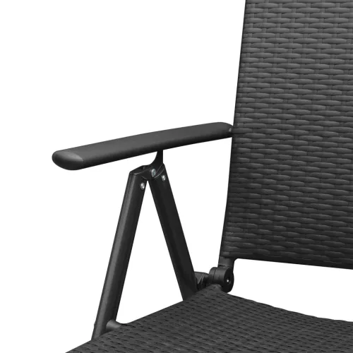 Vrtna garnitura - 5-dijelni vrtni blagovaonski set od poliratana crni - Dužina stola 160 cm 4 Cijena