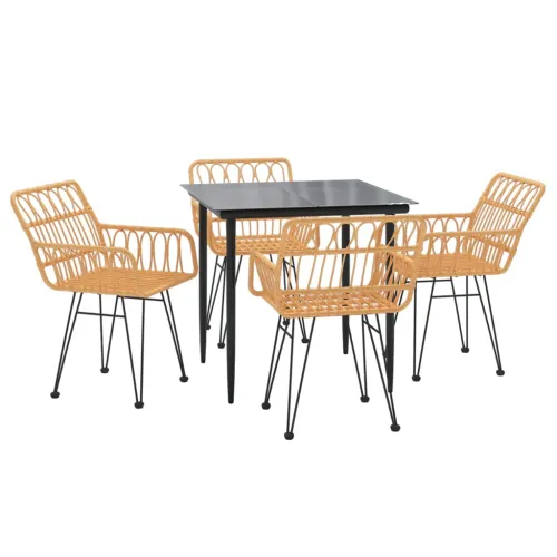 Vrtna garnitura - 5-dijelni vrtni blagovaonski set od poliratana - Smeđa 80 x 80 x 74 cm 4 Cijena