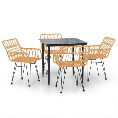 Vrtna garnitura - 5-dijelni vrtni blagovaonski set od poliratana - Smeđa 80 x 80 x 74 cm 4 Cijena