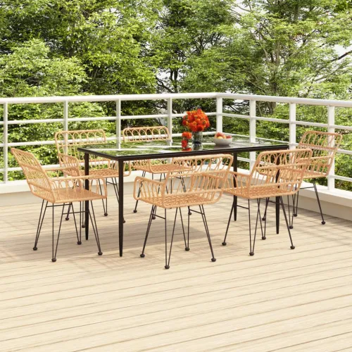 Vrtna garnitura - 7-dijelni vrtni blagovaonski set od poliratana - Smeđa 160 x 80 x 74 cm 6 Cijena