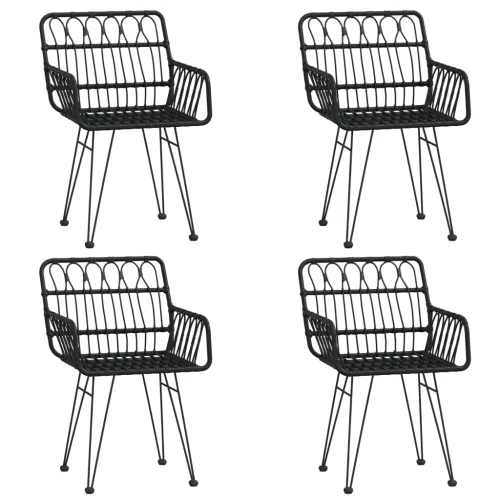 Vrtna garnitura - 5-dijelni vrtni blagovaonski set od poliratana crni - Crna 80 x 80 x 74 cm 4 Cijena
