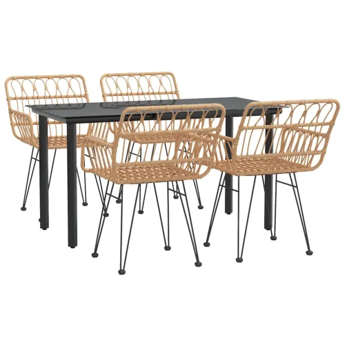 Vrtna garnitura - 5-dijelni vrtni blagovaonski set od poliratana - Smeđa Dužina stola 140 cm 4 Cijena