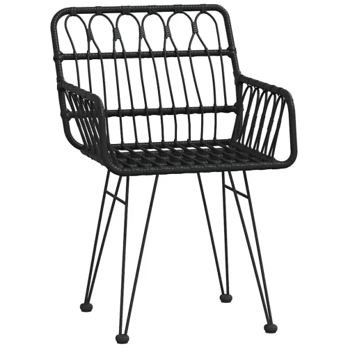 Vrtna garnitura - 5-dijelni vrtni blagovaonski set od poliratana crni - Crna Dužina stola 80 cm 4 Cijena