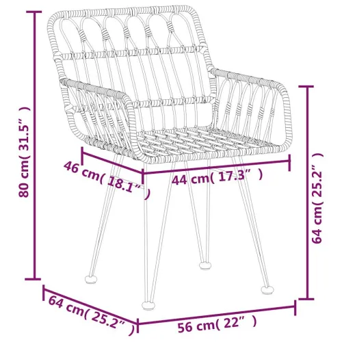 Vrtna garnitura - 5-dijelni vrtni blagovaonski set od poliratana crni - Crna Dužina stola 80 cm 4 Cijena