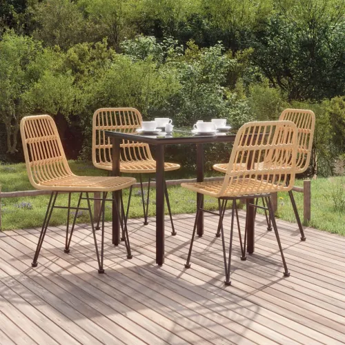 Vrtna garnitura - 5-dijelni vrtni blagovaonski set od poliratana - Smeđa Dužina stola 80 cm 4 Cijena