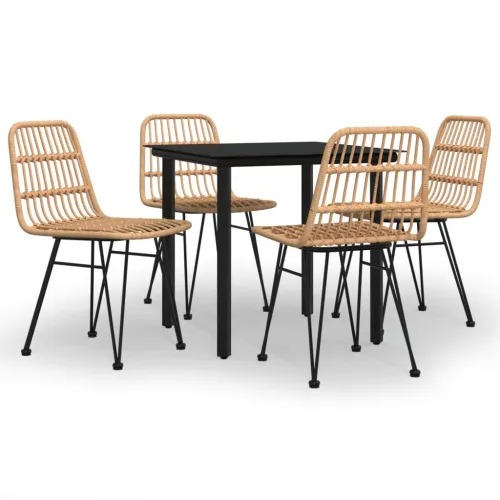 Vrtna garnitura - 5-dijelni vrtni blagovaonski set od poliratana - Smeđa Dužina stola 80 cm 4 Cijena