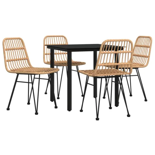 Vrtna garnitura - 5-dijelni vrtni blagovaonski set od poliratana - Smeđa Dužina stola 80 cm 4 Cijena