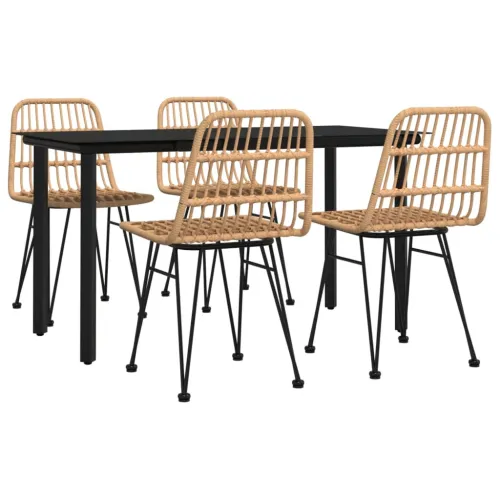 Vrtna garnitura - 5-dijelni vrtni blagovaonski set od poliratana - Smeđa Dužina stola 140 cm 4 Cijena