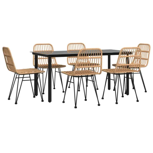 Vrtna garnitura - 7-dijelni vrtni blagovaonski set od poliratana - Smeđa Dužina stola 160 cm 6 Cijena