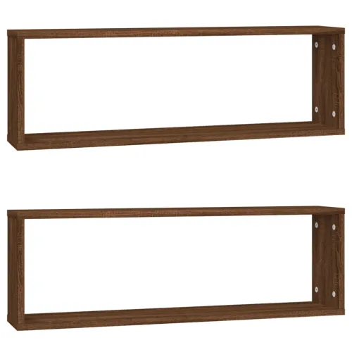 Kockaste zidne police 2 kom boja hrasta 80x15x26,5 cm drvene - Smeđi hrast 80 x 15 x 26.5 cm 2 1 Cijena