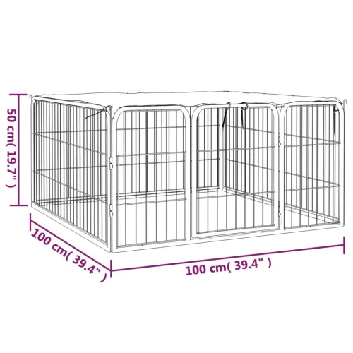 Ograda za pse s 4 panela crna 100 x 50 cm čelik obložen prahom - 100 x 100 x 50 cm Cijena