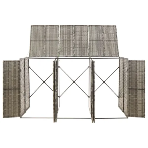 Spremište za 3 kante za smeće sivo 207 x 80 x 117 cm poliratan - Siva 3 Cijena