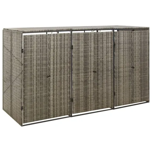 Spremište za 3 kante za smeće sivo 207 x 80 x 117 cm poliratan - Siva 3 kante 1 3 Cijena