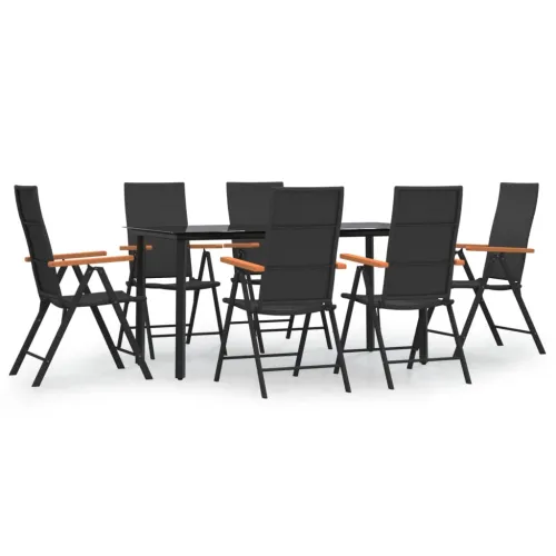 Vrtna garnitura - 7-dijelni vrtni blagovaonski set od poliratana crno-smeđi - Dužina stola 160 cm 6 Cijena
