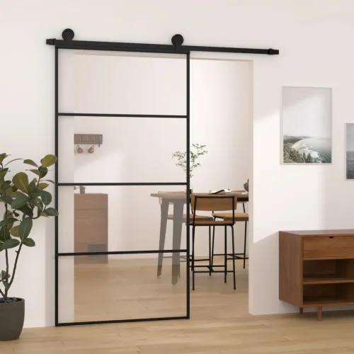 Klizna vrata s priborom 102,5x205 cm od stakla ESG i aluminija - 102.5 x 205 cm 3 vodoravne šipke Cijena