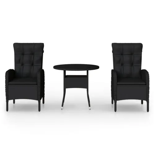 3-dijelni vrtni bistro set od poliratana crni - Crna Ø 80 cm table 2 Cijena