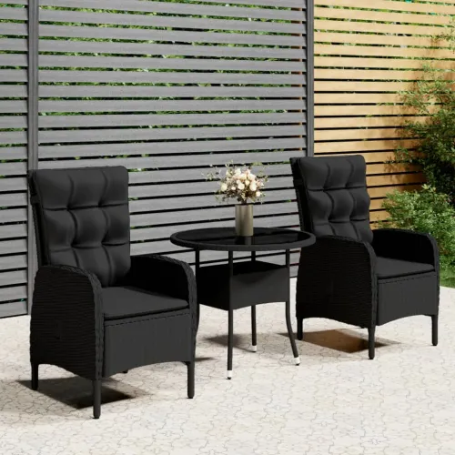 3-dijelni vrtni bistro set od poliratana crni - Crna Ø 80 cm table 2 Cijena