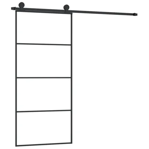 Klizna vrata s priborom 90 x 205 cm od ESG stakla i aluminija - 90 x 205 cm 3 vodoravne šipke Cijena
