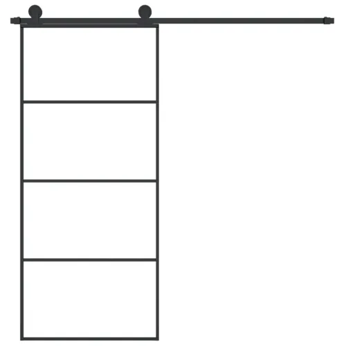 Klizna vrata s priborom 90 x 205 cm od ESG stakla i aluminija - 90 x 205 cm 3 vodoravne šipke Cijena