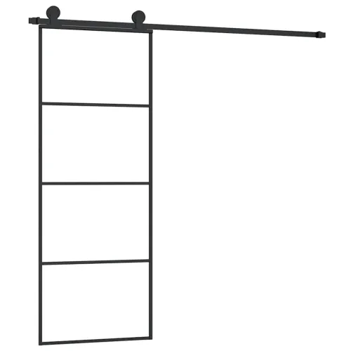 Klizna vrata s priborom 76 x 205 cm od ESG stakla i aluminija - 76 x 205 cm 3 vodoravne šipke Cijena