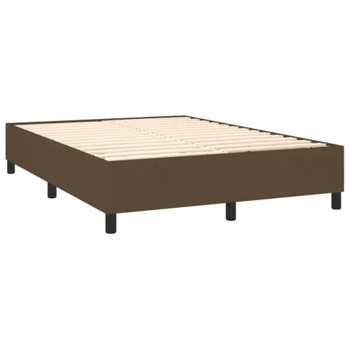 Krevet box spring s madracem LED tamnosmeđi 140x200 cm tkanina - Tamno smeđa 140 x 200 cm Okomite pruge Tamno smeđa Cijena