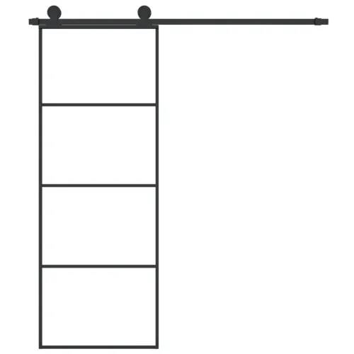 Klizna vrata s priborom 76 x 205 cm od ESG stakla i aluminija - 76 x 205 cm 3 vodoravne šipke Cijena