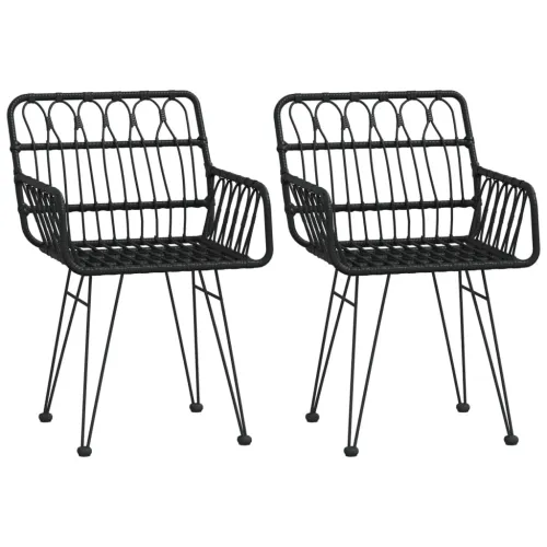 Vrtna garnitura - 3-dijelni vrtni blagovaonski set od poliratana crni - Crna 80 x 80 x 74 cm 2 Cijena