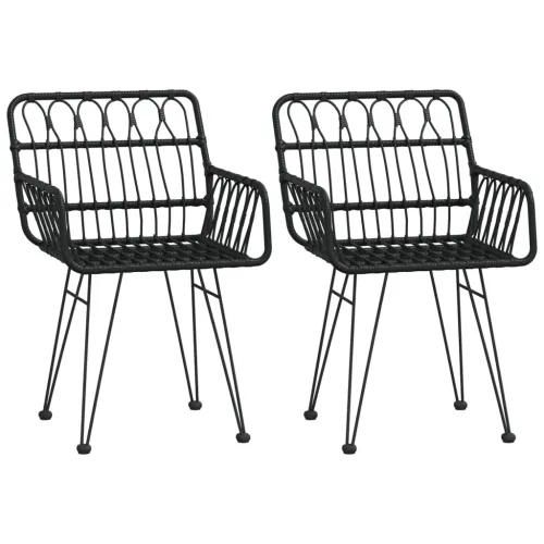 Vrtna garnitura - 3-dijelni vrtni blagovaonski set od poliratana crni - Crna Dužina stola 80 cm 2 Cijena