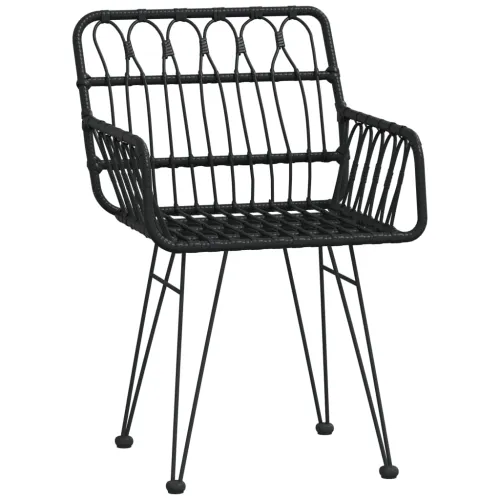 Vrtna garnitura - 3-dijelni vrtni blagovaonski set od poliratana crni - Crna Dužina stola 80 cm 2 Cijena