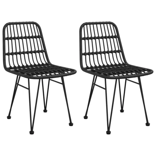 Vrtna garnitura - 3-dijelni vrtni blagovaonski set od poliratana crni - Crna Dužina stola 80 cm 2 Cijena