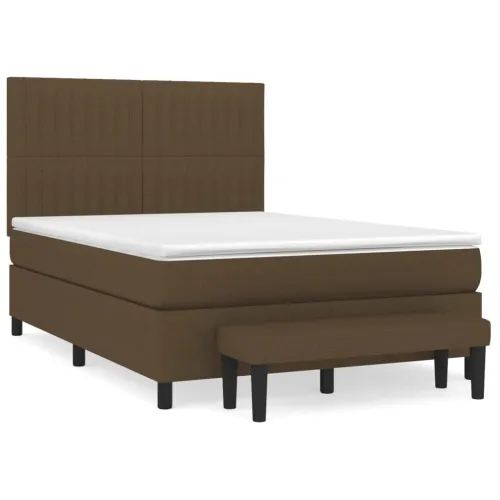 Boxspring - Krevet s oprugama i madracem tamnosmeđi 140 x 190 cm od tkanine - Tamno smeđa 140 x 190 cm Okomite pruge Tamno smeđa Cijena