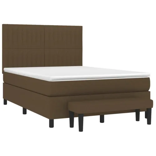 Boxspring - Krevet s oprugama i madracem tamnosmeđi 140x200 cm tkanina - Tamno smeđa 140 x 200 cm Okomite pruge Tamno smeđa Cijena
