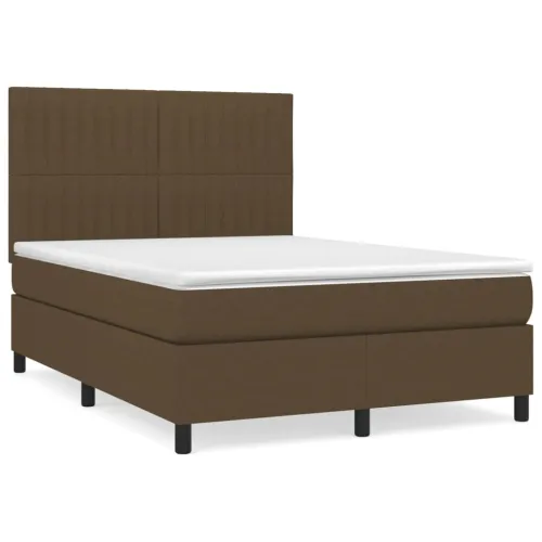 Boxspring - Krevet s oprugama i madracem tamnosmeđi 140x200 cm tkanina - Tamno smeđa 140 x 200 cm Okomite pruge Tamno smeđa Cijena