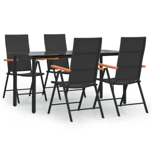 Vrtna garnitura - 5-dijelni vrtni blagovaonski set od poliratana crno-smeđi - Dužina stola 160 cm 4 Cijena