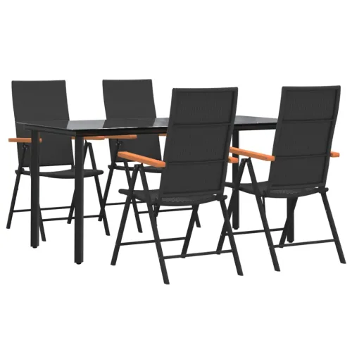 Vrtna garnitura - 5-dijelni vrtni blagovaonski set od poliratana crno-smeđi - Dužina stola 160 cm 4 Cijena