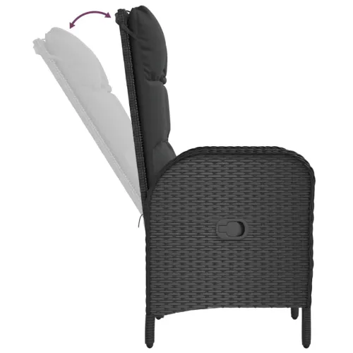 Vrtna garnitura - 5-dijelni vrtni blagovaonski set s jastucima od poliratana crni - Crna Dužina stola 160 cm 4 x stolica + stol Cijena