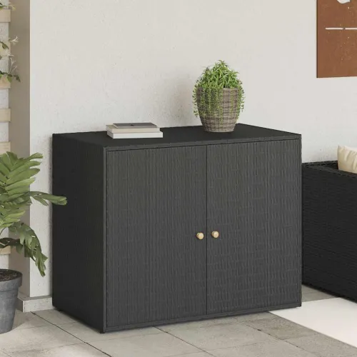 Vrtni ormarić za pohranu crni 100x55,5x80 cm poli ratan - Crna 1 1 Crna Cijena