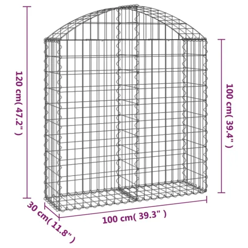 Gabion - Gabion ograde - Gabionska košara s lukom 100x30x100/120 cm pocinčano željezo - 100 x 30 x 100/120 cm Cijena