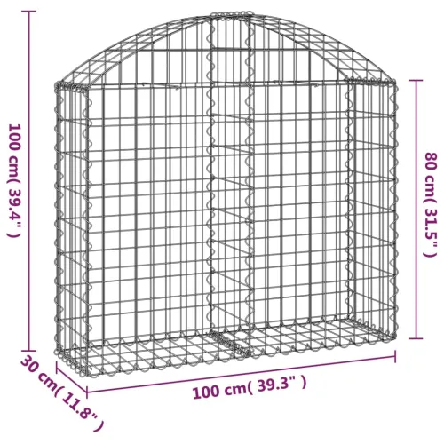 Gabion - Gabion ograde - Gabionska košara s lukom 100 x 30 x 80/100 cm pocinčano željezo - 100 x 30 x 80/100 cm Cijena