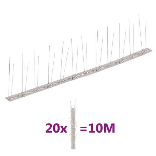 20-dijelni set šiljaka za zaštitu od ptica u 2 reda 10 m čelik - 10 m 2 reda Cijena
