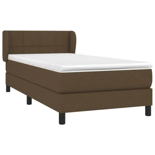 Boxspring - Krevet s oprugama i madracem tamnosmeđi 90 x 190 cm od tkanine - Tamno smeđa 90 x 190 cm Blok s kvadratima Tamno sme Cijena